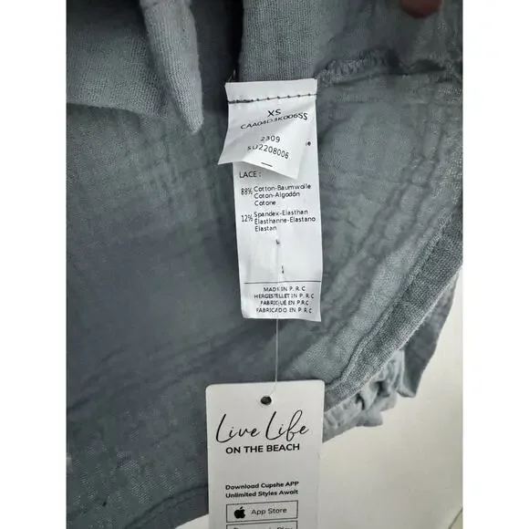 NWT CUPSHE Floral Lace Gauze Button Front Shirt Size XS - Picture 9 of 9